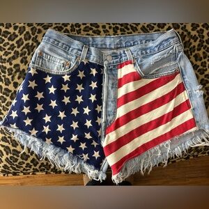 Levi's vintage Denim Jean Shorts with Stars & Stripes Panels